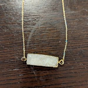 Druzy rectangle pendant necklace